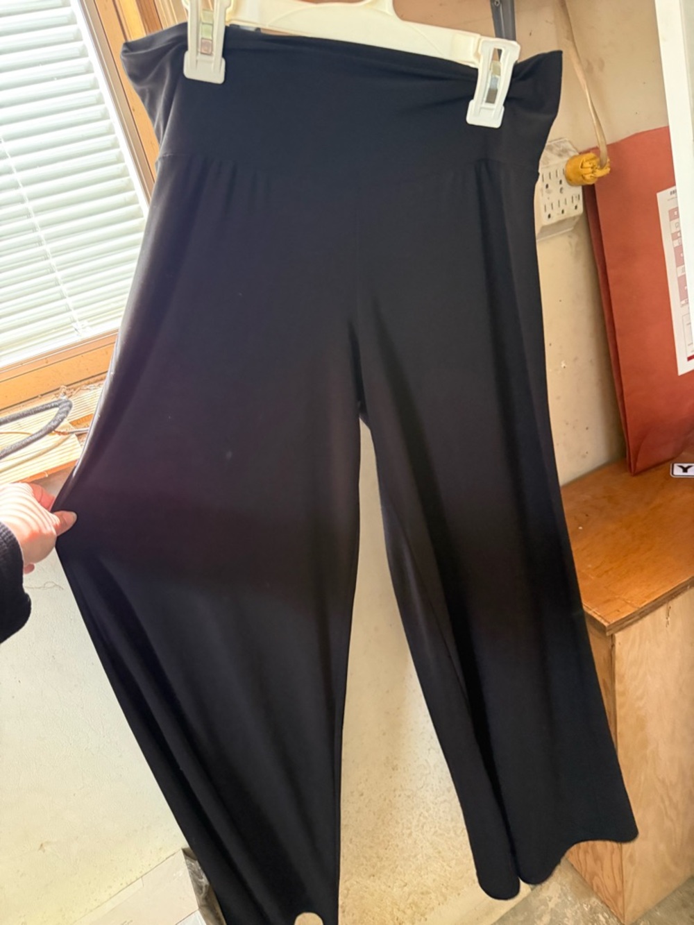 CLARA SUNWOO Black Wide-Leg Ponte Fold-Over Waist Pants